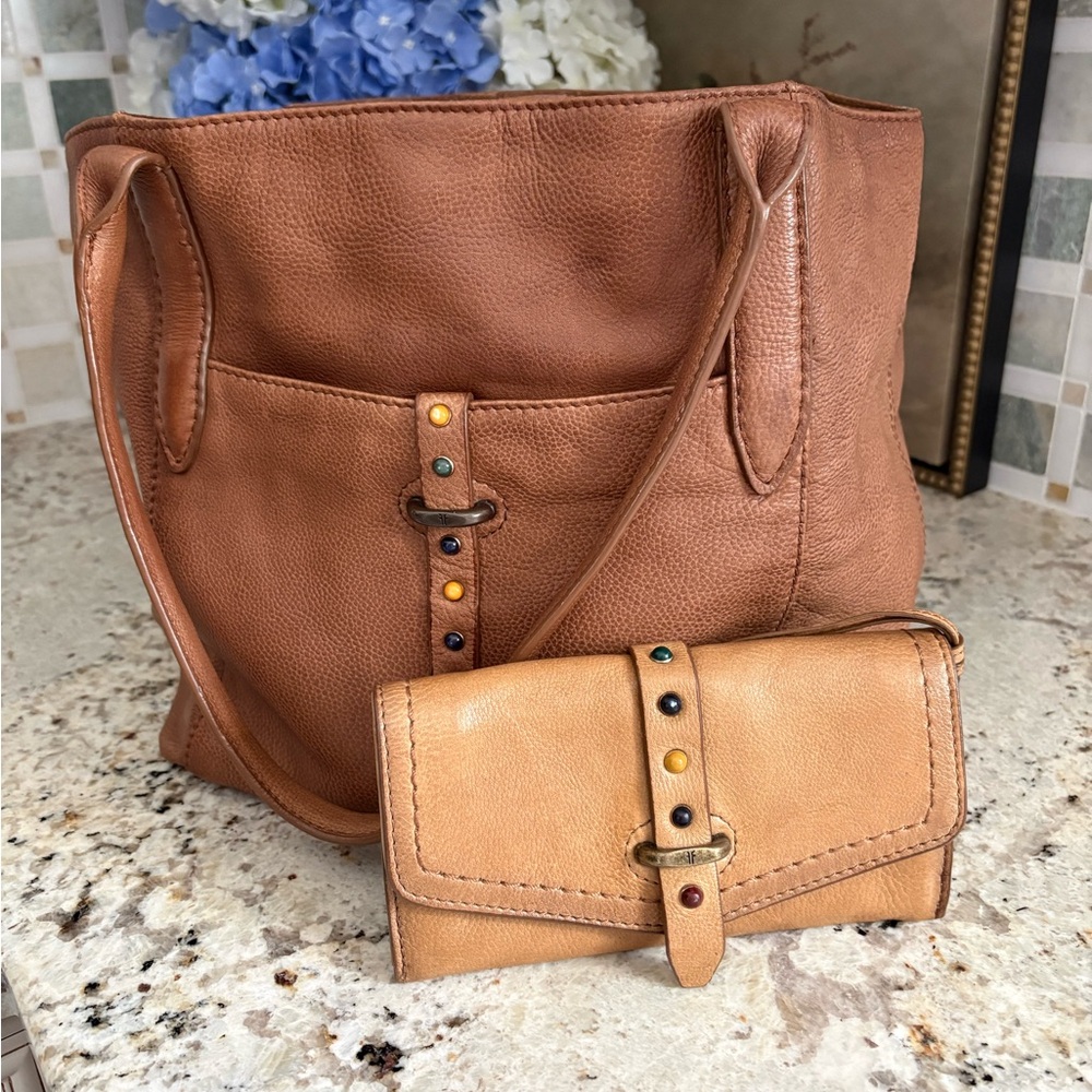 Frye Leather Tote and Wallet Set